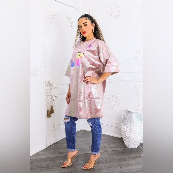 Pink Graphic Oversized T-Shirt - Picture 2 of 4